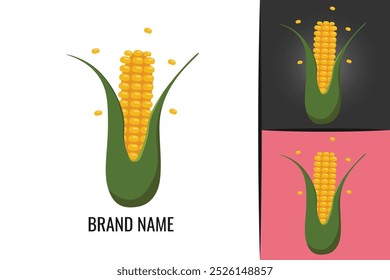 Grain Corn Logo. Vegetable Corn cob logotype vegan