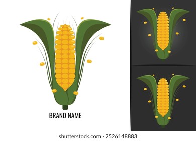 Grain Corn Logo. Vegetable Corn cob logotype vegan