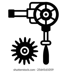 A Grain Drill machine line art,silhouette vector icon illustration,drill machine,machine,soil drill machine on white background
