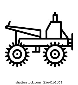A Grain Drill machine line art,silhouette vector icon illustration,drill machine,machine,soil drill machine on white background