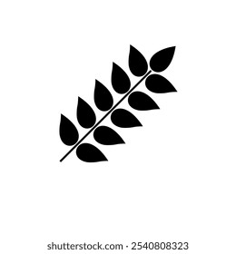 Grain Ear, Seed Spike, Wheat Solid Flat Vector Icon Isolated on White Background.