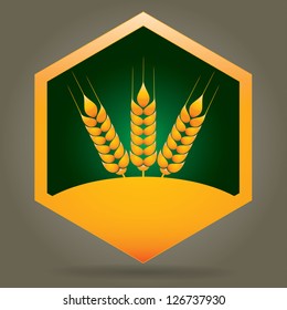 Grain ears with hexagon, abstract illustration