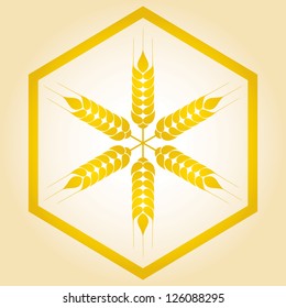 Grain ears with hexagon, vector illustration