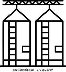 Grain Elevator Icon, Agricultural Storage Silos
