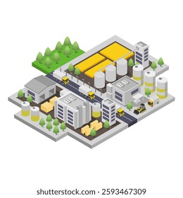 Grain elevator silos in isometric vector