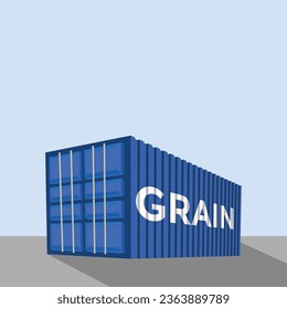 grain, food crisis, cargo containter, vector illustration 