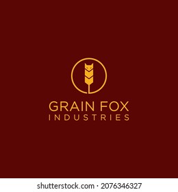 Grain fox illustration, for company or symbol, simple flat vector design.