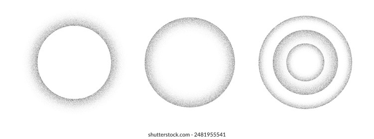 Grain gradient circles. Noise gradient frame. Blurred abstract vector shapes isolated