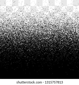 Grain gradient vector transparent background, black and white old noise texture, grainy backdrop halftone