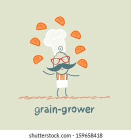 grain grower juggles bread