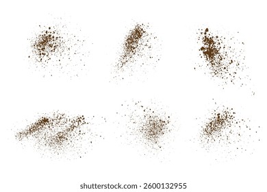 Grain grunge texture collection of flying chocolate shades vector brown particles illustration background