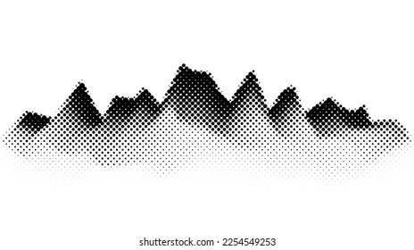 Grain halftone mountains  Fading dotted landscape   terrain  Black   white grainy hills  Grunge noise background  Textured wallpaper  