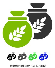 Grain Harvest Sacks flat vector icon. Grain Harvest Sacks icon with gray, black, blue, green color versions.
