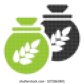 Grain Harvest Sacks halftone vector icon. Illustration style is dotted iconic Grain Harvest Sacks icon symbol on a white background. Halftone texture is circle spots.