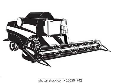 Grain harvester combine. Vector illustration.