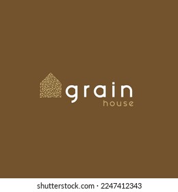 Grain House Vector Minimalist Logo Brown Mutiple Grains
