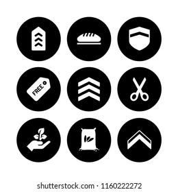 grain icon. 9 grain set with free, bread, cut and chevron vector icons for web and mobile app