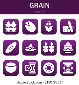 grain icon set. Vector  illustrations related with Wheat, Pistachio and Corn