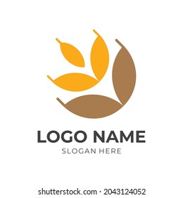 grain logo concept vector with flat yellow and brown color style