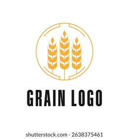 grain logo design concept with vector label circle idea