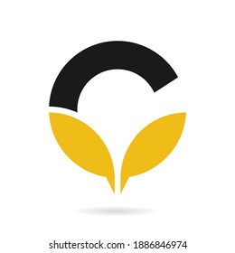 grain logo with letter c flat logo concept