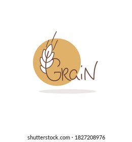 Grain logo template with calligraphy lettering composition 