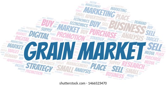 Grain Market word cloud. Vector made with text only