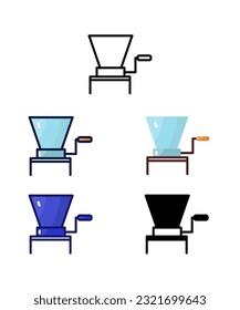 Grain Mill. Home brewer Equipment and raw material icons. vector