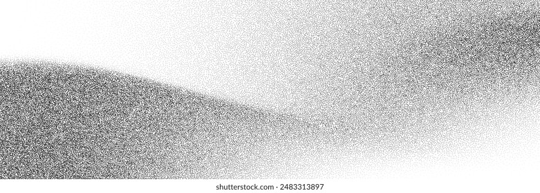 Grain noise background, gradient pattern with vector dust dots grunge texture effect. Grain noise halftone background with abstract grainy spray of sand and grungy dotwork wave