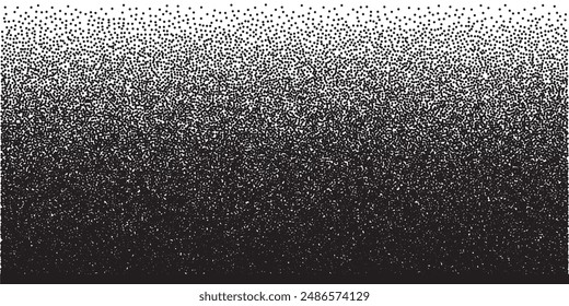 Patrón de puntos negros de ruido de granulado con degradado. Fondo de desvanecimiento granulado. Abstractas Ilustración vectorial de medio tono con efecto grunge de patrón de arena. Diseño de puntos de arte retro.