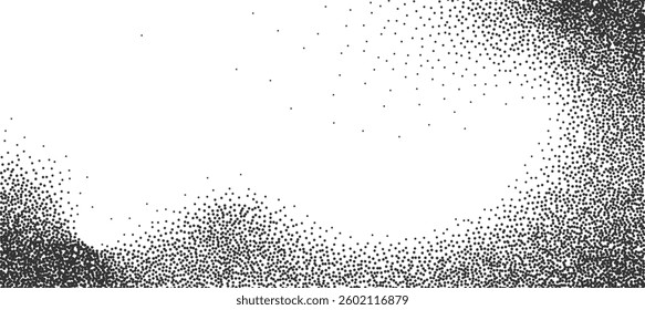  Grain noise gradient on transparent background. Abstract halftone dots particles wave pattern. Vector illustration