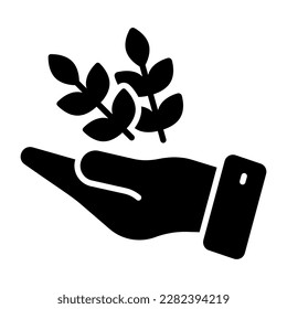 Grain on hand vector design of charity, modern vector of alms
