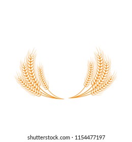 Grain on white background.  Floral frame. Vector grain. Floral wreath. Flower wreath. Harvest festival. Wheat field. Wheat crop.