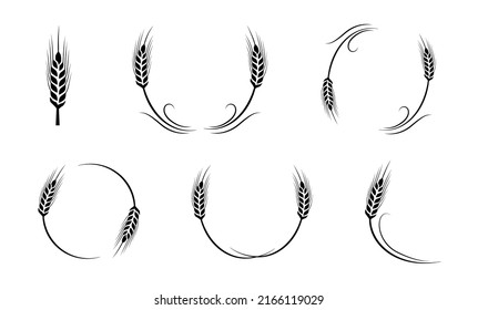 Grain ornament symbols wheat ear decoration illustration