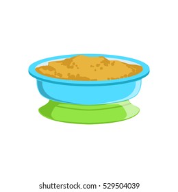 Grain Porridge on Plate. Supplemental Baby Food Products For First Feeding Of Small Child Cartoon Illustration