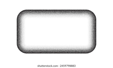 Grain rectangle frame. Noise dot pattern boundary. Grunge geometric texture. Isolated vector template for banner.