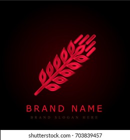 Grain red chromium metallic logo