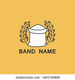 Grain rice bag thin line icon and logo. Opened wheat flour sack symbol. Agriculture or farming sign for mobile concept and web design. Vector graphics