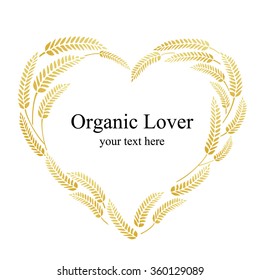 grain rice in heart shape isolated on white background, vector illustration