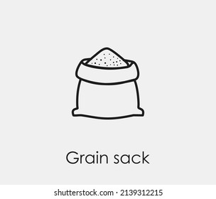 Grain sack vector icon. Editable stroke. Symbol in Line Art Style for Design, Presentation, Website or Apps Elements, Logo. Pixel vector graphics - Vector