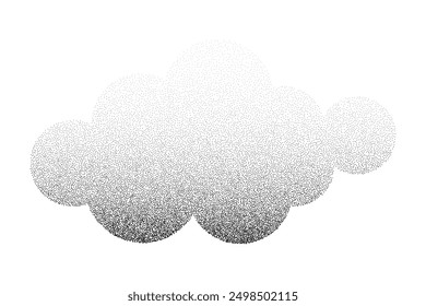 Grain sand texture pattern. Noise ripple background. Dot stipple circle shapes, black noise dotes, grainy effect. Vector illustration isolated on white. Abstract clouds on sky.