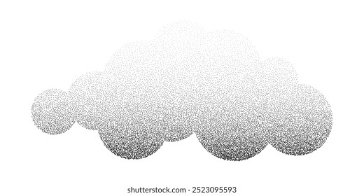 Grain sand texture pattern. Noise ripple background. Dot stipple circle shapes, black noise dotes, grainy effect. Vector illustration isolated on white. Abstract clouds on sky.