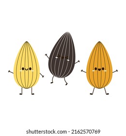 Grain Seed Cartoon Vector. Almond Vector. Almond Character Design. Almond On White Background.