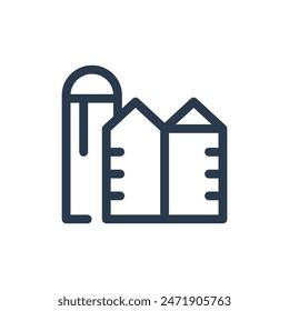 Grain Silo Construction and Management Vector Icon Illustration