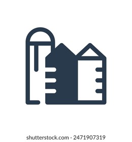 Grain Silo Construction and Management Vector Icon Illustration