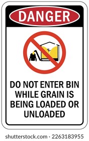 Grain silo hazard sign and labels
