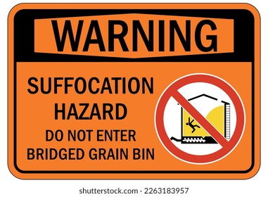 Grain silo hazard sign and labels