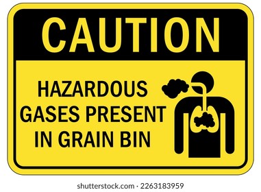 Grain silo hazard sign and labels
