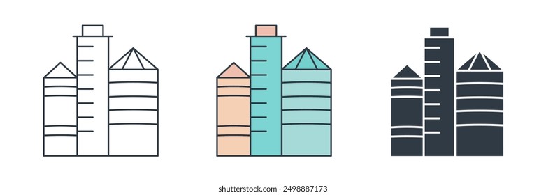 Ilustración vectorial del símbolo del icono del silo del grano aislada en el fondo blanco