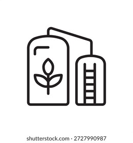 Grain silo icon symbolizing bulk agricultural storage and raw material preservation, representing granaries, textile seed storage, high-capacity farm infrastructure, and supply chain material security